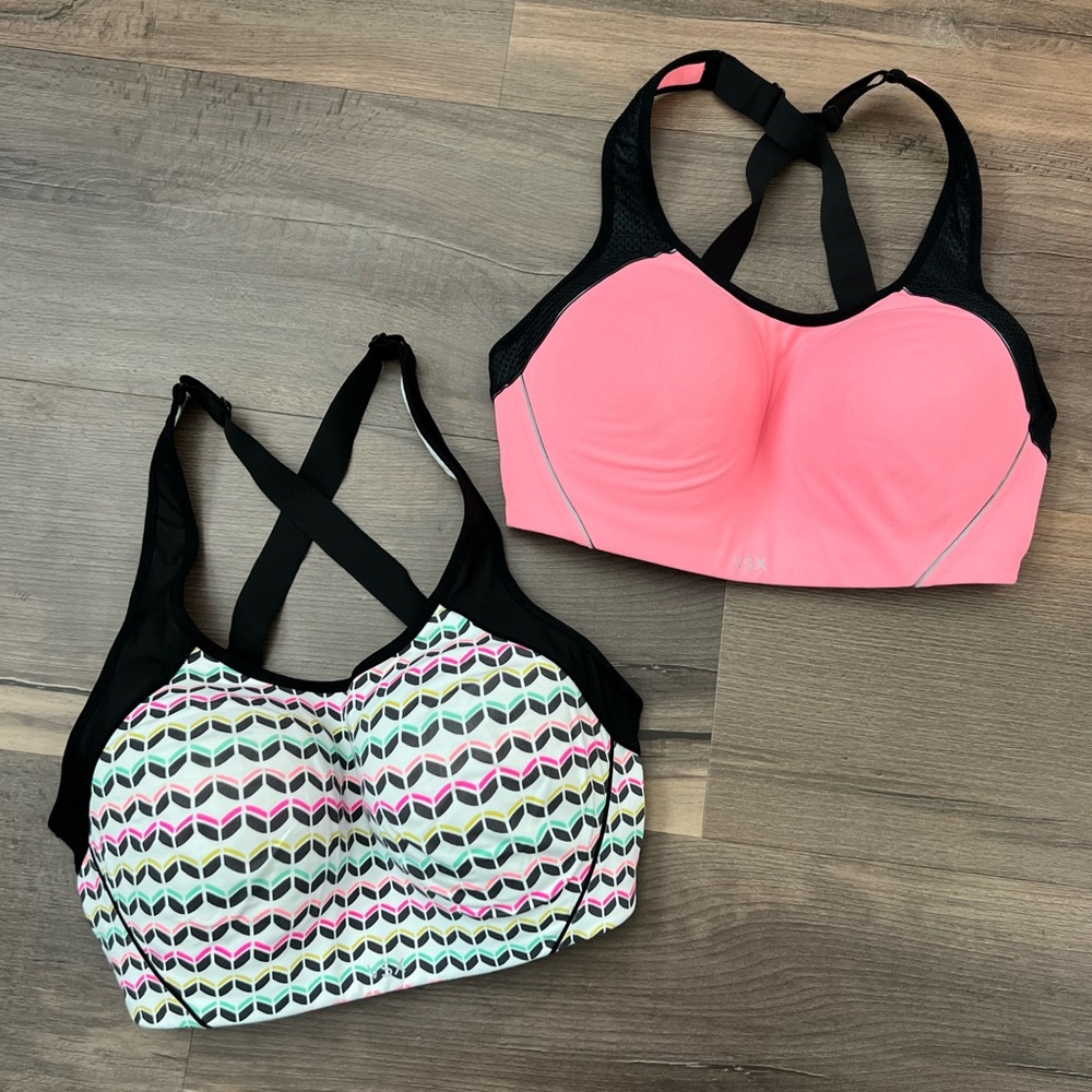 Victoria's Secret Pink and Black Sports Bras Duo